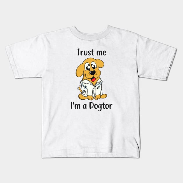 Funny Dog Doctor Cartoon Kids T-Shirt by Foxxy Merch